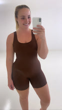 Load image into Gallery viewer, Chocolate brown ribbed sculpt shorts unitard
