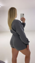 Load image into Gallery viewer, Charcoal grey cropped sweatshirt and shorts set
