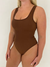 Load image into Gallery viewer, Chocolate brown ribbed sculpt bodysuit
