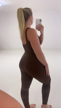 Load image into Gallery viewer, Chocolate brown ribbed sculpt unitard
