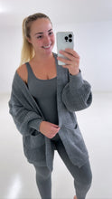 Load image into Gallery viewer, Charcoal grey balloon sleeve cardigan shorter version
