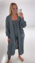 Load image into Gallery viewer, Charcoal grey balloon sleeve cardigan

