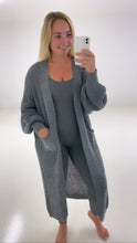 Load image into Gallery viewer, Charcoal grey balloon sleeve cardigan

