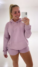 Load image into Gallery viewer, Lilac oversized hoodie and shorts set
