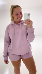 Lilac oversized hoodie and shorts set