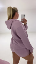 Load image into Gallery viewer, Lilac oversized hoodie and shorts set
