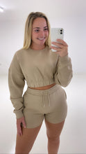 Load image into Gallery viewer, Mocha cropped sweatshirt and shorts set
