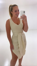 Load image into Gallery viewer, Beige tie up dress
