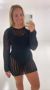 Black crochet dress