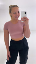 Load image into Gallery viewer, Blush pink slinky cropped basic top
