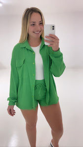 Bright green shirt set